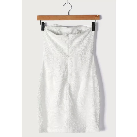 Lulus Dress Womens Small White Got Your Attention Embroidered Strapless Bodycon - Picture 4 of 11